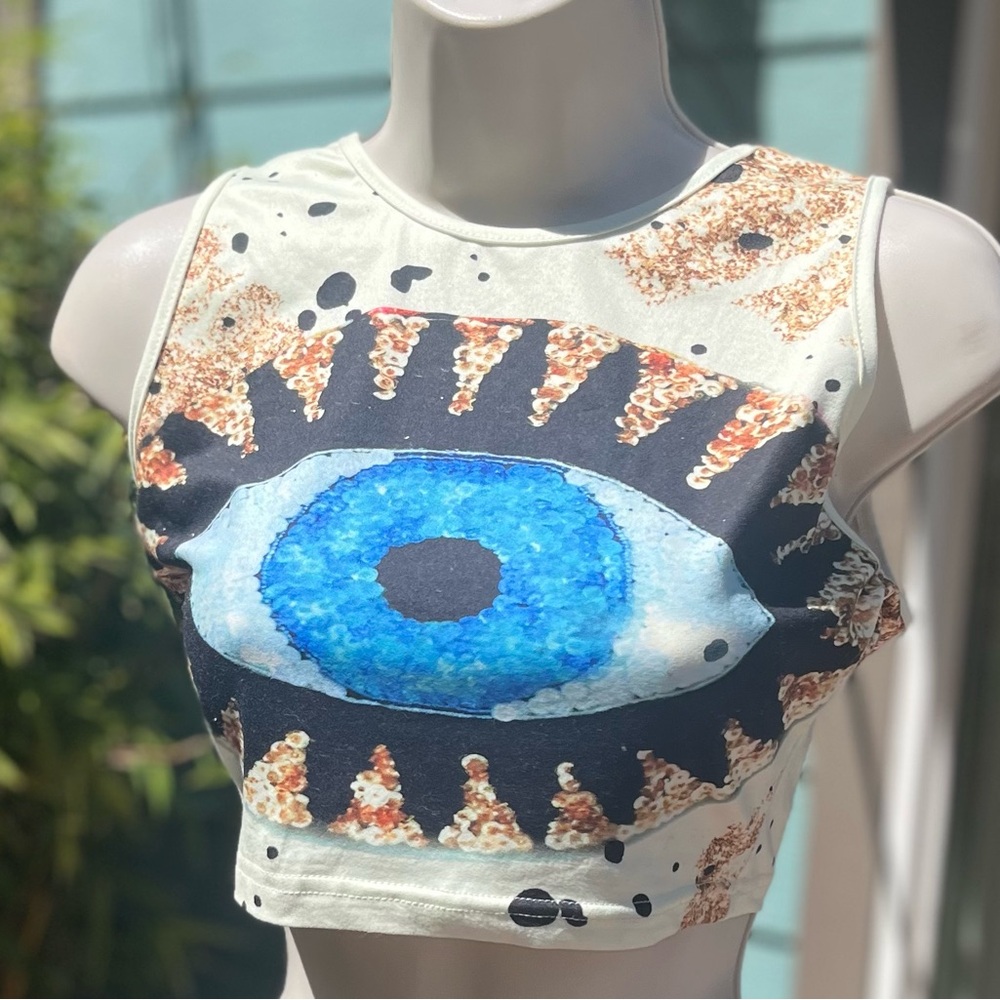 NWT-EVIL EYE Print Crop Tank Top! - Picture 4 of 6